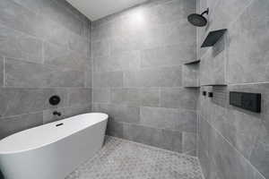 Bathroom with plus walk in shower