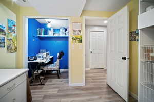 Interior space with light hardwood / wood-style floors