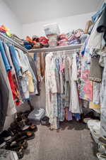 Spacious closet with carpet flooring