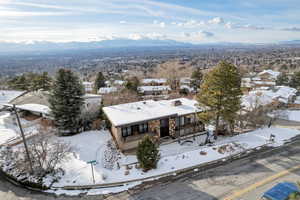 Aerial view featuring a mountain view