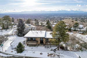 Aerial view featuring a mountain view