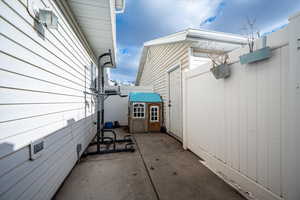 View of patio / terrace.  Leads into garage.