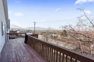 Wooden terrace with a mountain view