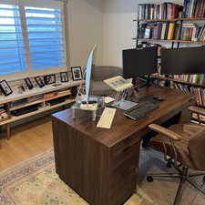 Office featuring light wood-style flooring