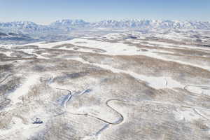 Aerial view of a mountainous background