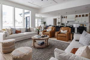 Living room with ornamental molding