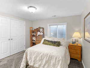 Bedroom with a closet and carpet