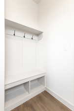 Mudroom featuring dark hardwood / wood-style floors