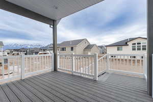 Wooden deck with a mountain view