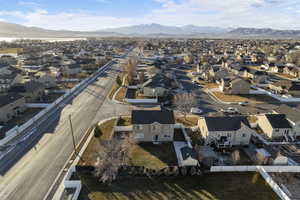 Aerial view featuring a mountain view