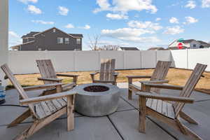 View of patio / terrace featuring a fire pit