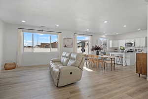 Living room featuring light hardwood / wood-style flooring