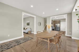 Dining space featuring light hardwood / wood-style floors