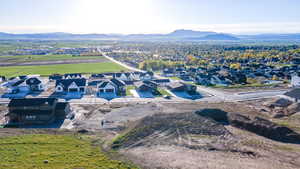 Birds eye view of property with a mountain view