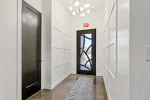 Entrance foyer with a chandelier