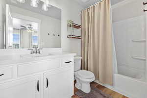 Primary full bathroom with wide vanity.