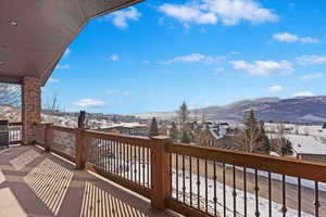 Exterior space featuring a mountain view