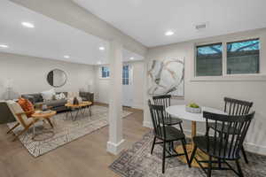 Dining area featuring light hardwood / wood-style flooring