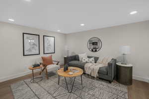 Living room featuring hardwood / wood-style flooring