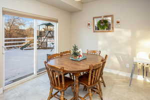 View of tiled dining area