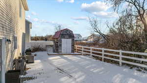 Exterior space with a storage unit