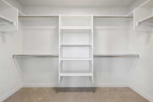Walk in closet featuring carpet