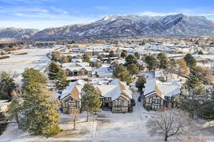 Aerial view with a mountain view