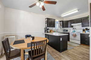 Kitchen with updated backsplash and dining area