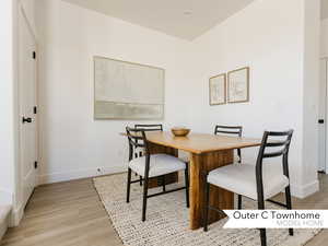 Dining area featuring light hardwood / wood-style floors