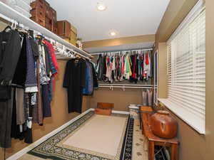 Basement walk in closet off basement living room