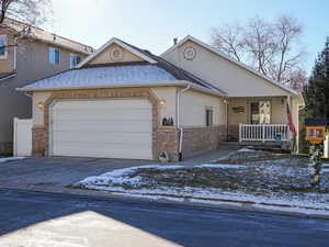 2 car garage and covered porch