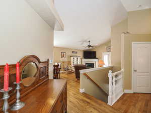 Vaulted ceiling and open floor plan