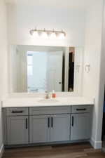 Bathroom with LVP floors and vanity