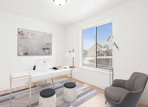 Office area featuring wood-type flooring