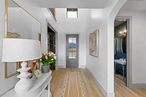 Foyer featuring light wood-type flooring