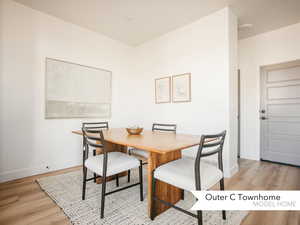 Dining area featuring light hardwood / wood-style floors