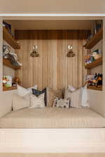 Mudroom with wood walls