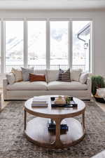 Living room featuring ornamental molding