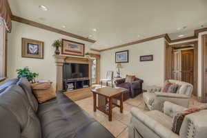 Living room with crown molding