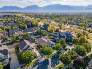 Aerial view featuring a mountain view