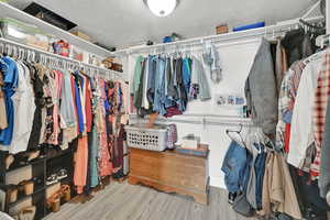 Spacious closet featuring light wood-type flooring