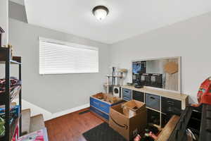 Interior space featuring dark hardwood / wood-style floors