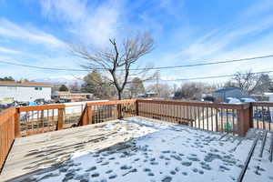 View of snow covered deck