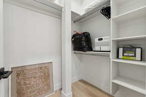 Spacious closet featuring light wood-type flooring