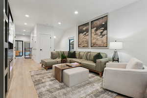 Living room featuring light wood-type flooring