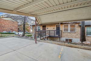 View of patio and entrance