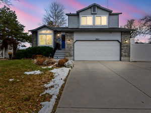 View of front of house with a garage