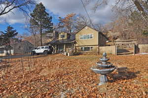 View of front of property featuring covered porch