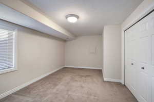 Additional living space with light carpet