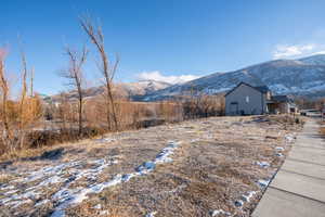 View of yard with a mountain view